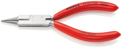 Immagine prodotto di KNIPEX 19 03 130 Pinze a becchi tondi con tagliente (pinze per piegare gioielli) con rivestimento in plastica cromato 130 mm