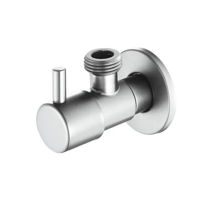 Produktbild von Verdicktes Kupfer-Eckventil 1/2 Zoll Anschluss 129g Gebürstetes quadratisches Absperrventil für Bad und Küche, Silber