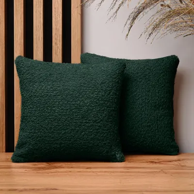 Obrázek produktu pro MG Design, sada 2 povlaků na polštáře, 30 x 30 cm, tmavě zelená barva - s zipem, jemně tkané s příjemnou texturou, snadno se udržují