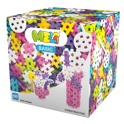 Obrázok produktu pre Meli Basic Constructor Pink 400 stavebných kociek Plastové stavebné kocky