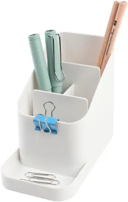 Image de Organiseur de bureau coréen pour stylos et notes, blanc