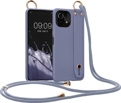 Produktbild von kwmobile Hülle kompatibel mit Xiaomi 11 Lite (5G) NE / Mi 11 Lite (5G) - Handyhülle mit Schlaufe Ring - Handy Cover Case in Lavendelgrau