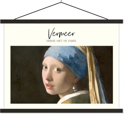 Produktbild von MuchoWow® Textilposter Das Mädchen mit dem Perlenohrring - Vermeer - Alte Meister 40x30 cm mit schwarzem Rahmen - Dekorationen