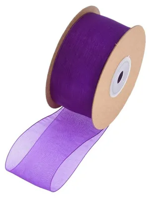 Organza Band 25 Yard x 38 mm, Dunkellila, transparent