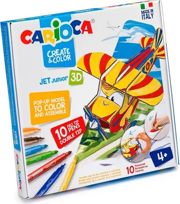 Obrázok produktu pre Kreatívna sada CARIOCA Pop-Up, lietadlo + 10 fixiek