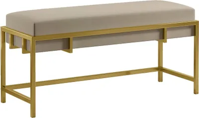 Obrázek produktu pro BETTSO Classic tmavě béžová lavice LAMO 80 sametová látka - zlatý rám