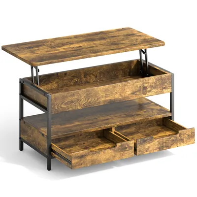 Obrázek produktu pro Bealife DA22 Výškově nastavitelný konferenční stolek v retro designu - 100x48x61 cm s úložným prostorem, do obývacího pokoje a domácí kanceláře