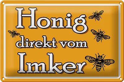 Produktbild von Blechschild Honig direkt vom Imker, 30x20 cm, Blechschilder Bienen Tier Wiese