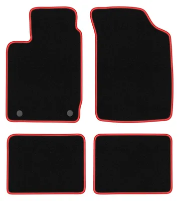 Produktbild von Velours-Fußmatten für Renault Clio II 1998-2005 (Schrägheck) – 4-tlg, Schwarz/Rot, passgenau – Wielganizator CARLUX