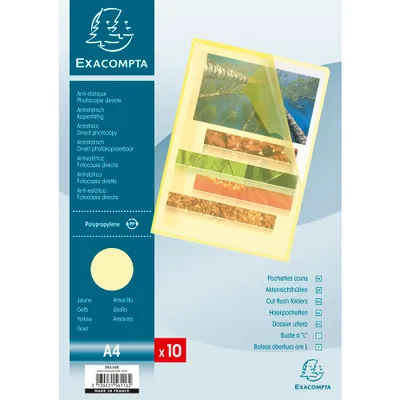 Produktbild von Exacompta 10x Pack 10 Aktensichthüllen genarbtem PP 120µ, A4, Gelb, 56116E