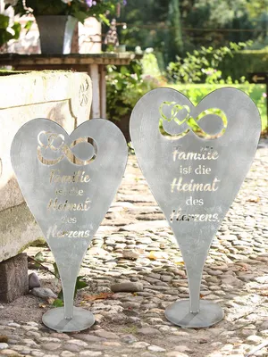 Produktbild von Gilde Standrelief, Herz, "Familie", Spruch, Metall, silberfarben, , L. 24 cm, B. 49,5 cm, H. 90 cm 67519/Abverkauf nur solange Vorrat reicht