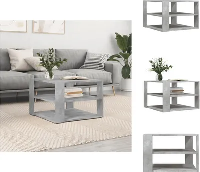 Immagine prodotto di vidaXL Tavolino da caffè grigio cemento 59,5x59,5x40 cm materiale a base di legno - Tavolini da caffè