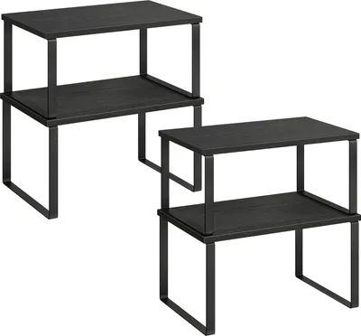 Produktbild von Kräuterregal Set von 4 Küchenorganizer erweiterbar kleines Regal stapelbar Metall und Holzmaterial inktzwart-ebbenhoutzwart KCS027B01 - SONGMICS