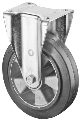 Produktbild von BS Rollen Bockrolle N100 Durchmesser 200mm Tragfähigkeit 450kg Elastic-Vollgummireifen Platte 138x110mm - N110.B80.200