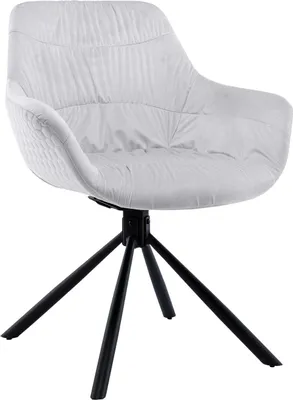 Produktbild von SalesFever Armlehnstuhl mit Steppung | 360 Grad Drehfunktion | Bezug Samt | Gestell Metall | B 64 x T 63 x H 82 cm | hellgrau – schwarz