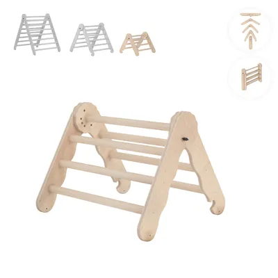 Produktbild von MAMOI® Klettergerüst indoor, Kletterdreieck aus holz, Baby kinder klettern, Kletterturm, Kletterbogen, Regenbogenwippe, Montessori spielzeug ab 1 jahr
