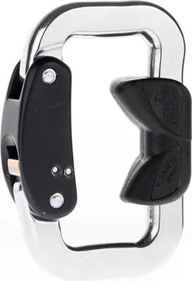 Karabiner Stratus Inox SlideAutolock von Austri Alpin; aus Edelstahl mit schwarzem Verschlussmechanismus; geeignet für Klettern.