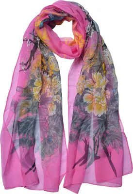 Produktbild von Clayre & Eef Gemusterter Damenschal 50x160 cm Rosa Synthetisch Blumen