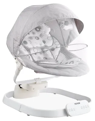 Produktbild von VEVOR Baby Schaukel, 5-Gang Baby Wippe, Tragbare Säuglingsschaukel mit Fernbedienung, Touchpanel, Bluetooth Musik, 10 voreingestellte Wiegenlieder & 5-Punkt Sicherheitsgurt für Jungen und Mädchen von 0-9 Monaten bis zu 9 kg, Kopflehne + Sitzkissen-a, Mückennetz + 2 Spielzeuge