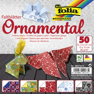 Produktbild von folia Faltblätter "Ornamental" 150 x 150 mm 50 Blatt