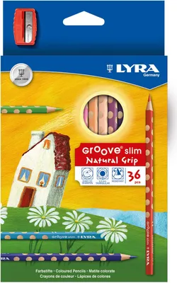 Obrázek produktu pro LYRA L2821360 Barevné tužky Groove Slim - Ø 3,3 mm, 36 barev + ořezávátko, kartonová krabička