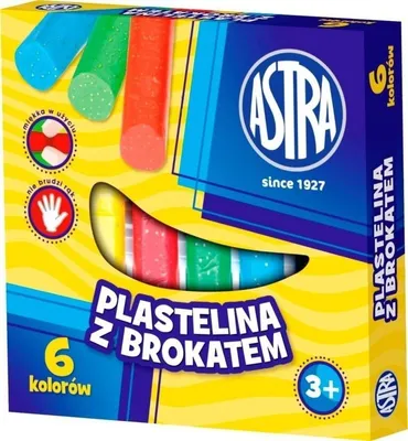 Zdjęcie produktu dla Plastelina z brokatem 6 kolorów ASTRA do modelowania