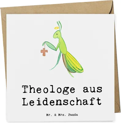 Produktbild von Mr. & Mrs. Panda Grußkarte Theologe Leidenschaft - Weiß - Geschenk, anlasskarte, doppelkarte, faltkarte, Glückwunschkarte, Klappkarte