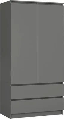 Obrázek produktu pro BDW Šatní skříň 2 dveře 2 zásuvky, zrcadlo, šedá, 180x90x51