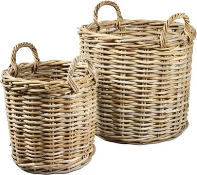 Produktbild von Korb aus Rattan, aufwendig geflochtener Korb, ca. 45 x 40 cm, natur