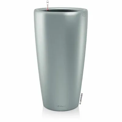 Image de LECHUZA Pot à plantes RONDO Premium 40 Argent Métallisé | Colonne à plantes avec système d'arrosage | Surface métallique | Ø 40 x 75 cm | 15748