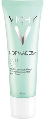 Produktbild von Vichy Normaderm, Frauen, Empflindliche Haut, Anti-Akne, Anti-Aging, Anti-Falten, Feuchtigkeitsspendend, Porenstraffend, Glättend, Röhre, 24 h, WATER - ALCOHOL DENAT. - GLYCERIN - DIMETHICONE - PENTAERYTHRITYL TETRAETHYLHEXANOATE -...