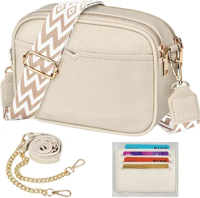 Produktbild von Damen Umhängetasche Kleine Crossbody Bag aus Kunstleder Schultertasche mit 2 Abnehmbaren Gurten Kartenfächern Handytasche