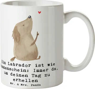 Produktbild von Mr. & Mrs. Panda Kaffeetasse Labrador Sonnenschein - Weiß - Geschenk, cappuccinotasse, Hunderassen Eigenschaften, Therapiehund, Tasse, Hunderasse, loyaler Freund, treu