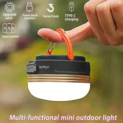 Immagine prodotto di Lampada da campeggio a LED con 3 impostazioni, portatile, ricaricabile, per escursioni e pesca