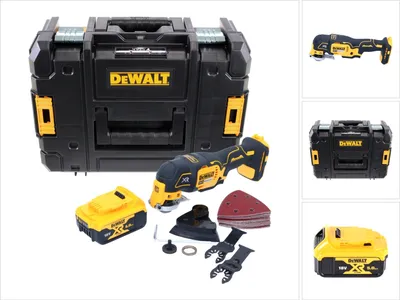 Image de DeWalt DCS355NT Outil oscillant multi-cutter sans fil 18V Brushless + 1x Batterie 5,0Ah + Coffret TSTAK +  Accessoires 29 pcs. - sans chargeur