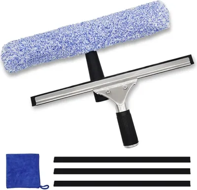 Produktbild von Fensterreiniger Set 6 Stück Mikrofaser Fensterwischer Professionelles Fensterreinigungsset Fensterwischer und Fensterabzieher Als Kombi Set Fensterwischer Abzieher Set für Bad Dusche Glas Spiegel Auto