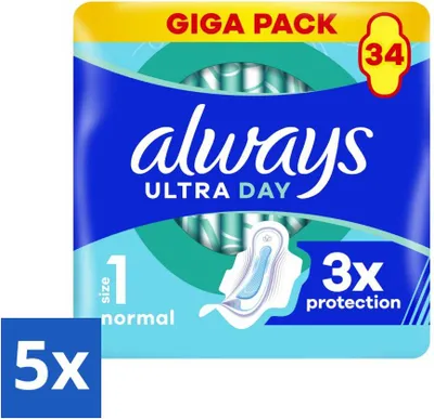 Obrázok produktu pre Always - Hygienické vložky - Denné - Normálne - 34 hygienických vložiek - Hodnotné balenie - 5 kusov