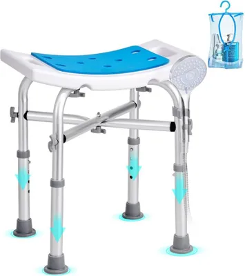 Obrázek produktu pro sprchová stolička - Výškově nastavitelná židle do vany - Nosnost až 226,8 kg - Robustní sedátko do sprchy z hliníkové slitiny - Ergonomické sedátko do vany - Modrá barva
