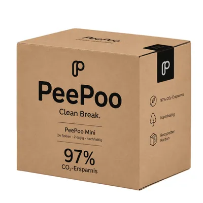 Produktbild von Tissue24 I PeePoo Mini Toilettenpapier 2-lagig Recycling 300 Blatt – 24 Rollen