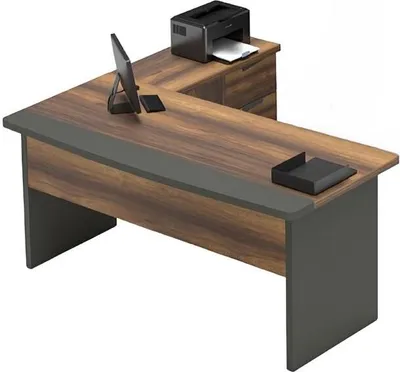 Image de Aktenschrank Tisch Ablageschrank Bürotisch Braun Grau Arbeitszimmer