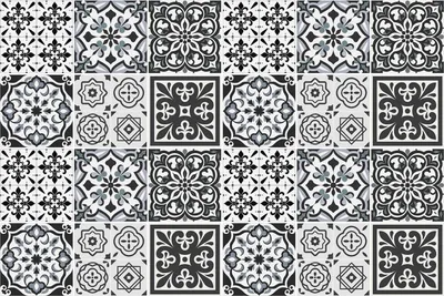 Produktbild von Fliesenaufkleber 15x15 cm – 24 Stück – Selbstklebend – Wasserfest – Pflegeleicht – Hitzebeständig – Für Küche & Bad – Geometrische Fliesenmotive