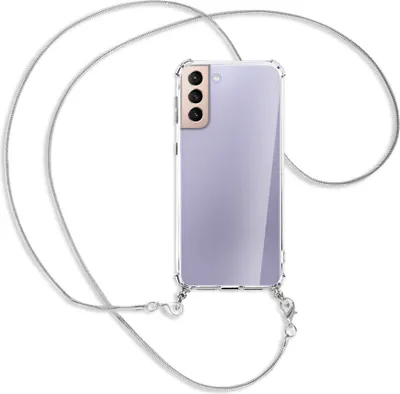 Produktbild von Handykette Backcover-Schutzhülle mit Band (Metall silberfarben) für Samsung Galaxy S21 Plus 5G - silberfarbene Kette Snake