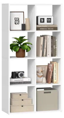 Immagine prodotto di Libreria a 4 ripiani con vani a giorno | Colore: bianco nuvola | Dimensioni: 98x30x130,2 cm
