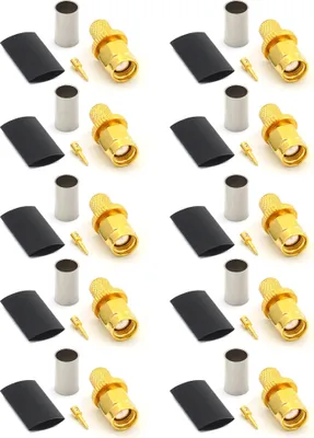 Image de SMA mâle LMR240 LMR-240 RG59U RG8X RG-8X Connecteur de câble coaxial RF plaqué or (pack de 10)