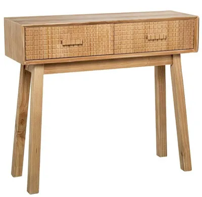 Productafbeelding van DRW Ingangskast met 2 lades, van hout in natuurlijke kleur, 78 x 90 x 28 cm