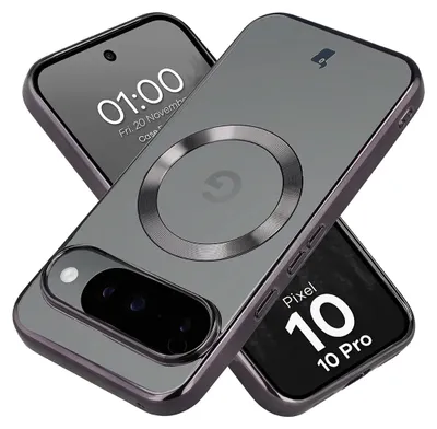 Produktbild von Handyhülle mit Magnetring für Google Pixel 10 / 10 Pro, Bizon Case EduardO, Transparent-Schwarz