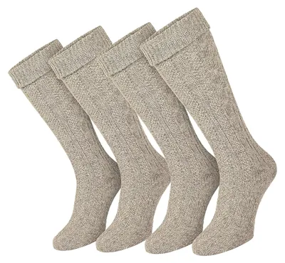 Produktbild von Black Snake Trachten Kniestrümpfe 2 Paar Zopfmuster Damen Herren - 43/46 - Beige