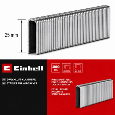 Produktbild von Einhell Klammern 3.000 Stk, 5,7 x 25 mm für Fixetto + Druckluft-Tacker