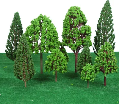 Immagine prodotto di 33 pezzi mini alberi verdi in plastica in scala modelli architettonici treno ferrovie paesaggio layout giardino decorazione albero giocattolo
