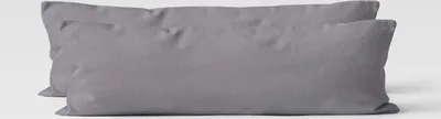 Produktbild von 2er Set Renforcé UNI Kissenhüllen 40x145 cm Seitenschläferkissen Garnitur 100% Baumwolle Mit Reißverschluss grau